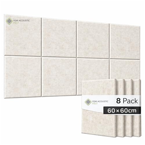 Image of YGM Acoustic Foams Luxury PET Felt Acoustic Self Adhesive Panels, 10 MM Thick, Sound Absorbing Panels for Wall | Room Noise Reducer & Sound Dampening (Pure Beige, 2x2 Foot - 8 Panels)