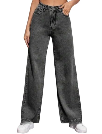 Image of Comfits Women's Baggy Wide Leg Jeans, Loose Fit, Grey
