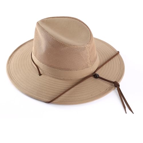 Image of Home Prefer Cotton Summer Fedora Hat Wide Brim Sun Hats for Men Women UPF 50+ Sun Protection Cap for Fishing Hiking