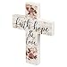 P. Graham Dunn Faith Hope & Love Floral Whitewash 5 x 7 Solid Pine Wood Wall Hanging Cross