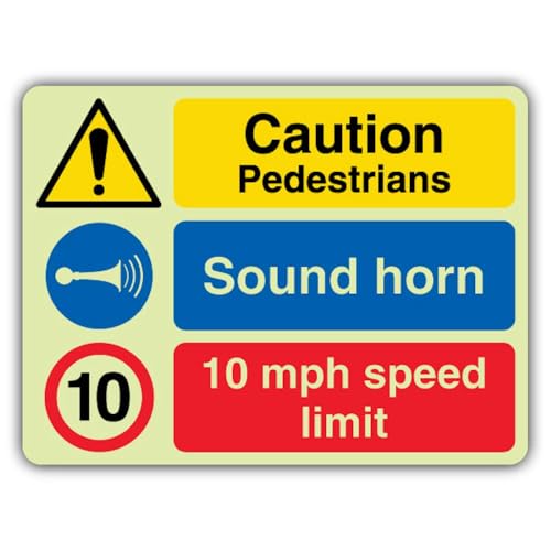 Panneau piéton 10 km/h photoluminescent triple lueur pour la nuit