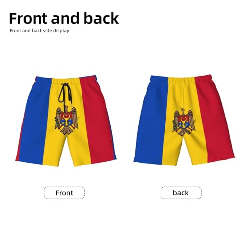 Flag of Moldova Youth Beach Pants, Soft and Breathable, with Drawstring Waist, Suitable for Sports and Leisure.2