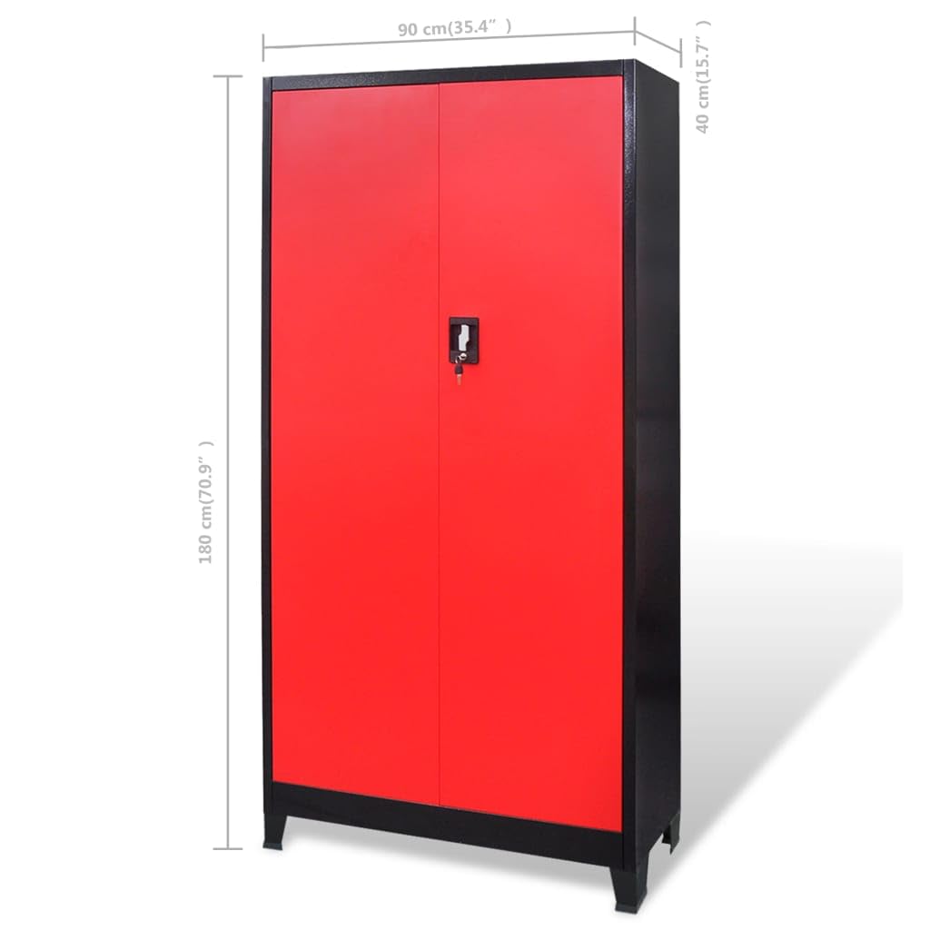 Szafka na narzędzia ze stali z wyjmowaną skrzynią narzędziową 90 x 40 x 180 cm, 3 szuflady i zamykany 3-punktowy zamek do warsztatu i garażu