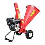 KARHDIR Wood Chipper Shredder, 7 HP 212cc Gas Powered Engine with 3-Blade Disc Cutter, Heavy Duty Garden Chipper with 10' Wheels for Easy Mobility – for Orchard, Yard, Farm Use