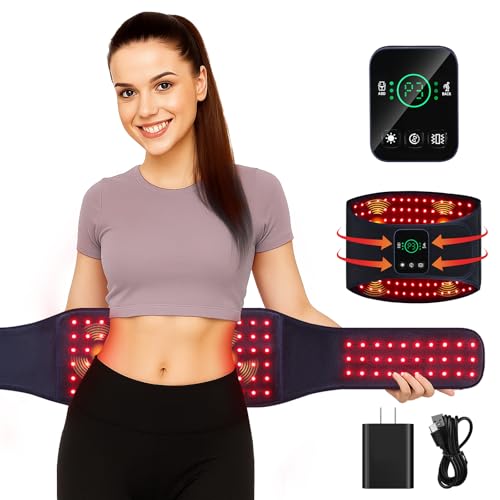 Red Light Therapy Belt, Cordless Red Light Belt with Vibration...