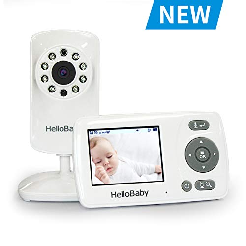 HelloBaby HB30 Video Babyphone mit Infrarot Nachtsichtkamera, bidirektionalem Talk-Back Bildschirm Temperaturerkennung Schlafliedern Großer Reichweite Privatem Datenschutz und Hochleistungsbatterie