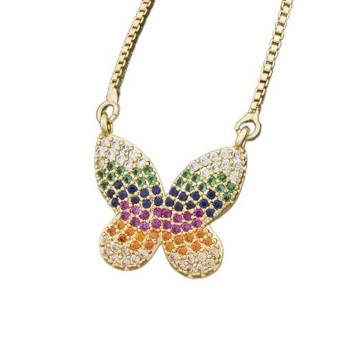 Pendentif papillon mignon et sa chaîne en or pour cadeau de fête