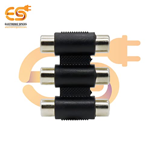 Image of Electronic Spices Triple RCA coupler 3 female to 3 female audio connector pack of 5pcs