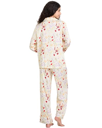 Image of YiNi LuLu Womens Silk Satin Pajamas Set Button Down 2 Piece Pjs Long Sleeve Oversized Sleepwear with Pockets