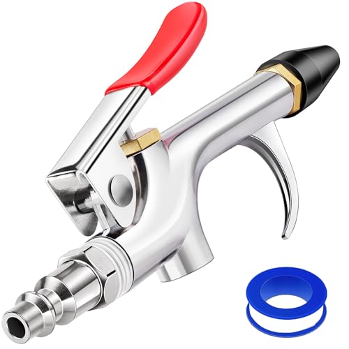 4Pcs Air Blow Gun Kit, 2-Way Connection Air Nozzle Blow Gun with 1/4 IN Standard Quick Fitting & Rubber Tip, Air Compressor Gun with Stable High-Pressure Airflow for Dust Cleaning and Inflation
