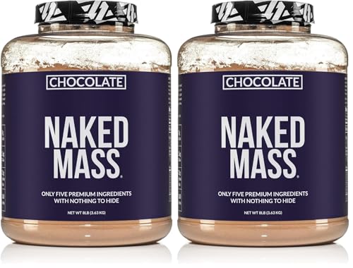 Image of NAKED Chocolate Mass Gainer - All Natural Weight Gainer Protein Powder - 8lb Bulk, GMO Free, Gluten Free & Soy Free. No Artificial Ingredients - 1,360 Calories (Pack of 2)