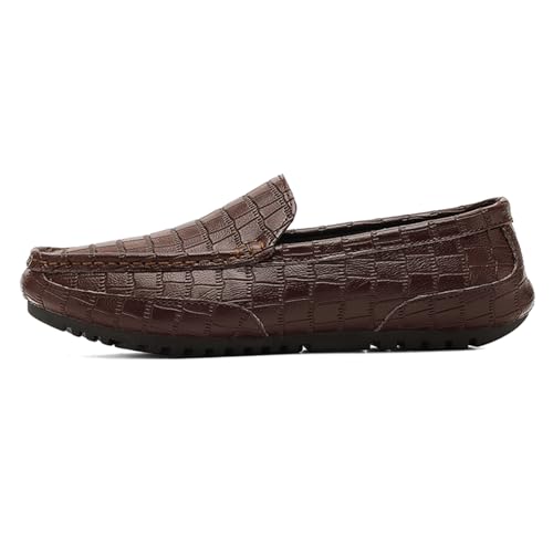 Men's Penny Loafers Crocodile Pattern Leather Loafers Soft Lightweight Black Slip-On Driving Moccasins Boat Shoes2