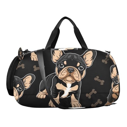 Duffle Bag for Boys or Girls with Shoes Compartment, Puppy Bulldog Sports Travel Bag Overnight2