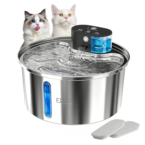 ETACCU Wireless Cat Water Fountain Stainless Steel - 3.2L/108oz, Pet Water Fountain Battery Operated with Motion Sensor, 3 Modes, Quiet Pump, Cordless Water Fountain for Cats and Small Dogs - image 8