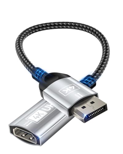 Nersligek 4K DisplayPort to HDMI Adapter, Unidirectional DP (Display Port) Male to HDMI Female Converter Compatible with Lenovo, HP, Dell, AMD, NVIDIA, More Passive