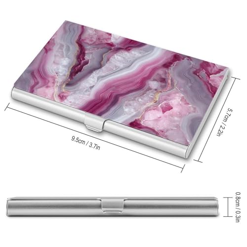 Beautiful Marble Texture White And Pink Business Card Holder, Pocket Slim Portable Metal Business Card Case for Women Men2