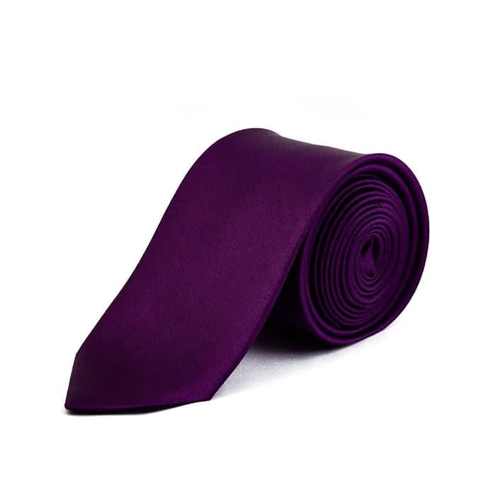 Austora Men's/Boy's Thin VOILET color Silk Satin Necktie – Formal Solid Color Tie (Voilet)-image-33