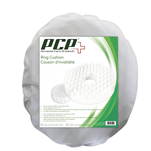 PCP Convoluted Foam Ring, Donut Cushion with Removable Cover, White - Thumbnail 6