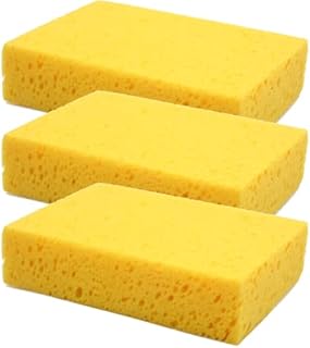 JKG® 3 x JUMBO YELLOW CAR WASH SPONGES - Large Car Sponges For Washing Car, Soft Sponges | Big Sponges For Bodywork & Wheels | Kind To Your Paintwork, Scratch Free | Car & Window Cleaning Sponges