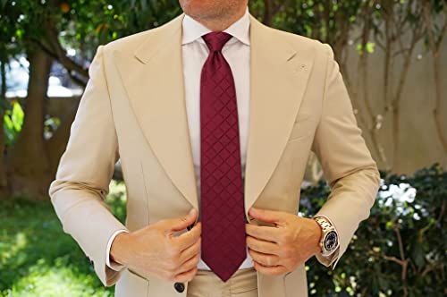 Image of HISDERN Ties for Men Formal Business Plaid Checked Mens Ties and Pocket Square Set Classic Wedding Necktie Handkerchief