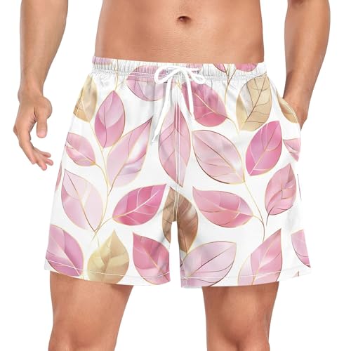 xigua Leaves Mens Swim Trunks with Liner, 5 inch Quick Dry Mens Boardshorts for Beach