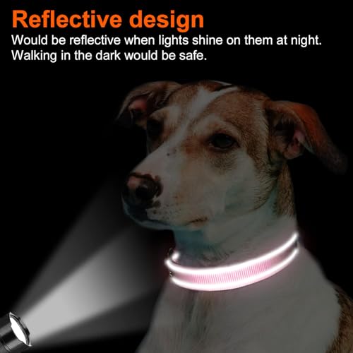 Image of Joytale Reflective Dog Collar, Adjustable Neoprene Padded, Pink S | Breathable Nylon for Small Dogs, No Chafing on Daily Walks and Training, Gentle on Neck, Secure Metal D-Ring, Night Safety