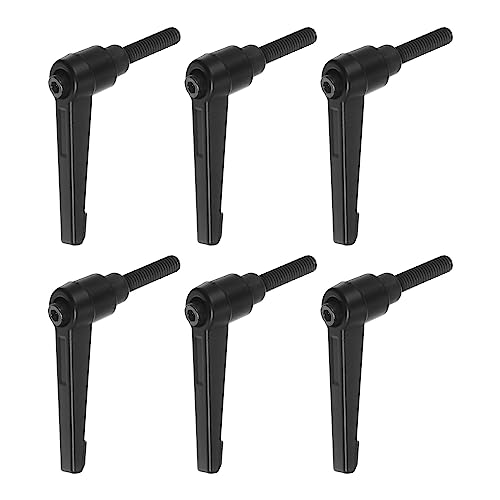 Image of HARFINGTON 6pcs Adjustable Clamping Lever Handles M6 x 20mm Male Thread Bolt Knobs Rotating Screw Locking Quick Release Ratchet Push Button Handle, Black