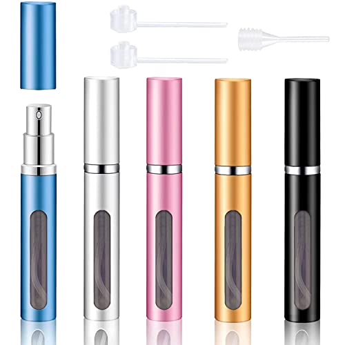 Lociones, Video On Demand Mini Atomizador Perfume Recargable, 5pcs Dispensador de Perfume Viaje de 5 ml, Botella Atomizador de Spray Perfume Portatil para Mujer y Hombre, Capsula Viaje