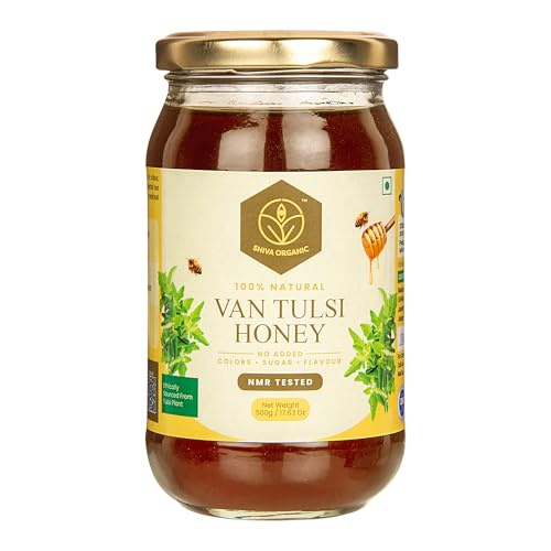 Image of Shiva Organic Raw Van Tulsi Honey 500g | 100% Pure NMR Tested | Raw and Unprocessed