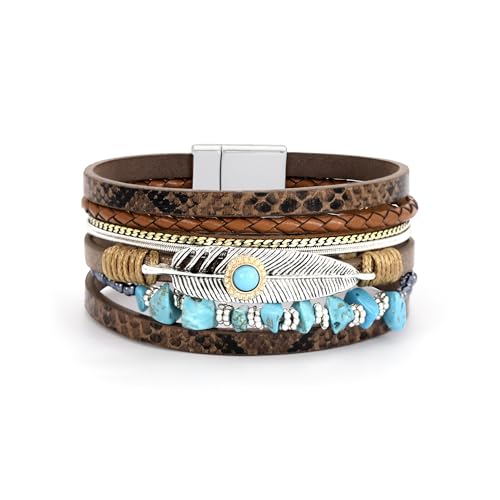 Image of Bracelets for Women, Gifts for Mom Her Christmas Gift 2026 Leather Bracelets for Women Birthday Gift for Daughter Inspirational Wrap Bracelet Sister Friend Teen Girl Gift Layered Stocking Stuffers Jewelry