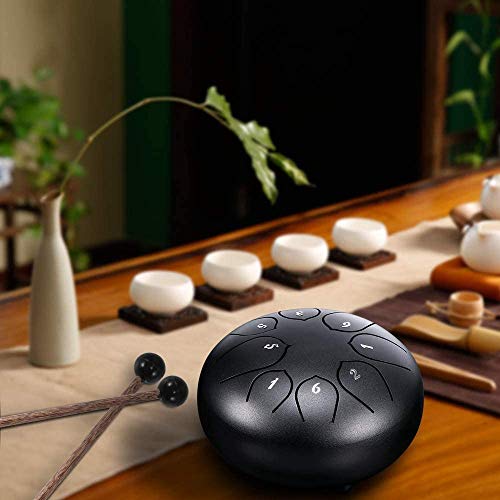 Steel Tongue Drum 8 Notes 6 Inches, Percussion Instrument for Musical Education Concert Mind Healing Yoga Meditation