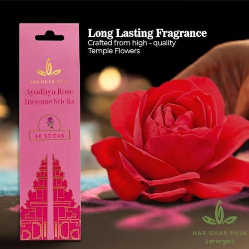 Image of Rose Agarbatti Sticks for Pooja & Home |120 Incense Sticks for Home Fragrance |Natural Agarbatti Stick|Long Lasting Dhoop Agarbatti for Meditation, Temple & Room Freshener Pack of 2