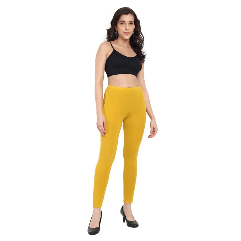 Image of ONE SKY Women Full Length Leggings | Cotton Modal Spandex Blend | High Waist Stretchable & Bio-Washed Fabric | Colour-Lock Technology | Comfortable Leggings for Women