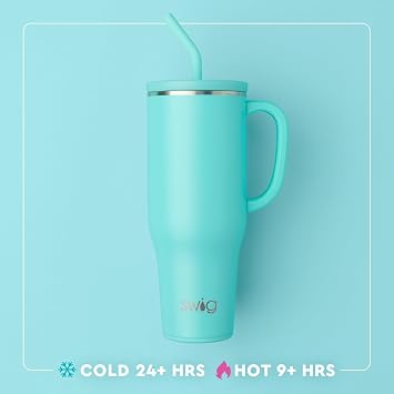 Swig Life Scrub Life Mega Set, 40oz Travel Mug with Handle and Lid and Straw + 32oz Triple Insulated Tumbler with Lid, Stainless Steel, Dishwasher Safe, Cup Holder Friendly Coffee Mugs