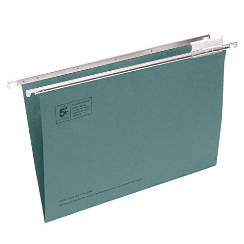 5 Star Suspension File Manilla Heavyweight with Tabs and Inserts Foolscap Green [Pack 50]