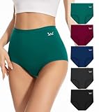 PULIOU Unterhosen Damen Baumwolle, 5er Pack Baumwolle Hohe Taille Unterwäsche Frauen Stretch Slips Damen Atmungsaktiv Panties Weich