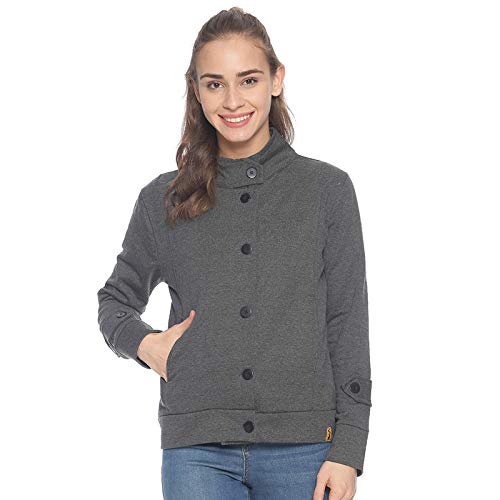Image of PINACOLADA Women Charcoal Grey Regular Fit Casual Jacket