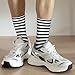 Poream Black And White Stripe Funny Novelty Crew Socks For Men Women,Athletic Sport Casual Socks