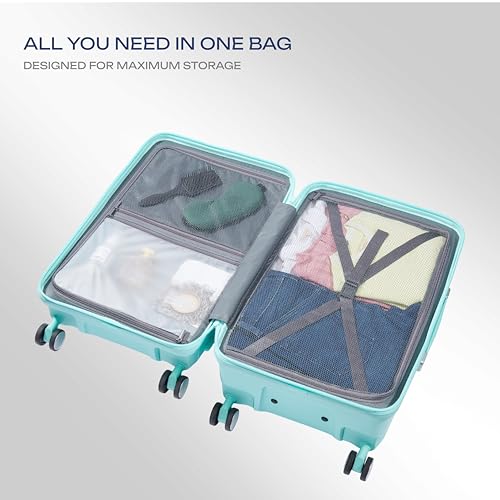Image of Safari Select Trunk 55 Cm Small Cabin Hard Shell Trolley Bag with TSA Lock, Dual Wheels with 360 Degree Rotation and Anti-Theft Zipper, Luggage Bag, Suitcase for Travel Mint Blue Green