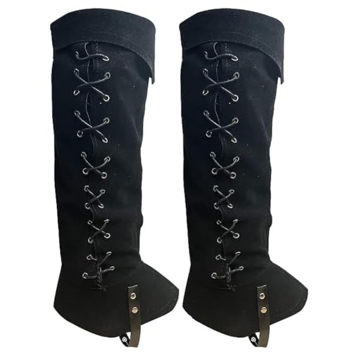 Medieval Pirate Boots Covers Renaissance Costume Leg Boot Covers Faux Leather Viking Knight Warrior Rider Foot Cover Black
