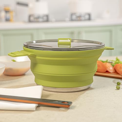 Image of Restaurantware-Hi Tek 2.5 Liter Collapsible Camping Pot, 20 Portable Cook Pots - With Lid, Stainless Steel Bottom, Silicone Camping Cookware, For Travel Or Outdoor Hiking- Restaurantware