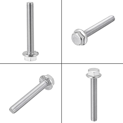 Image of uxcell M8x55mm Hex Serrated Flange Bolts Screws Metric Thread 304 Stainless Steel 5pcs