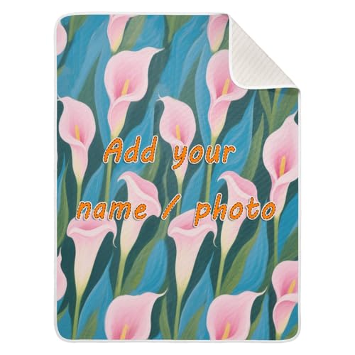 Custom Pink Blue Calla Lily Baby Blanket Cozy Personalize Bunny Blankets for Newborns, Infants, & Toddlers 30x40in Regalos para Baby Shower de ni?o