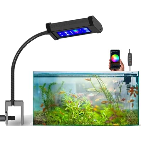 Lominie LED Aquarium Light, Clip on Saltwater Planted Light Adjustable Gooseneck for Saltwater Fish Tanks, Dimmable Nano Refugium Tank Light Supports Remote 2-Channel WiFi (B10 Saltwater) Cover