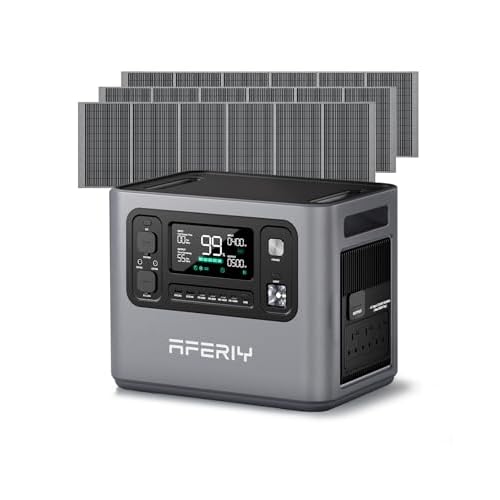 AFERIY 2800W Poratable Power Station with 3Pcs 400W Solar Panel, 220V-240V 2048Wh LFP Battery Backup,Solar Generator for Home,Outdoor Camping,Power Ou