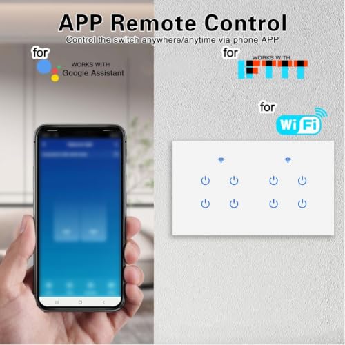 Interruptor inteligente de cristal táctil compatible con Google Home y voz 5