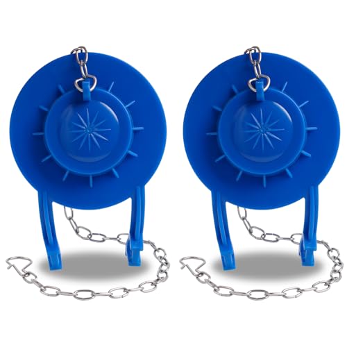 Image of Hibbent 2 Pack Universal 2 Inch Toilet Flapper Compatible with American Standard, Kohler, TOTO, Gerber Toilets Tank, Water Conserving Toilet Flapper Replacement with Stainless Steel Chain, Blue