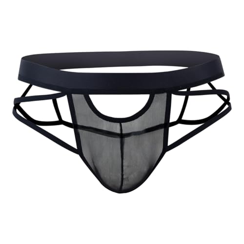 Men’s Jockstrap Thong Underwear – Mesh or Ice Silk Lingerie with Strappy Back, G String, and U Convex Pouch
