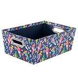 Idena 20223 - Aufbewahrungsbox aus festem Karton, Motiv Schultüte, Aufbewahrungskorb mit Metallgriffen, ca. 33 x 22,9 x 12,7 cm, Geschenkkorb zum Schulanfang