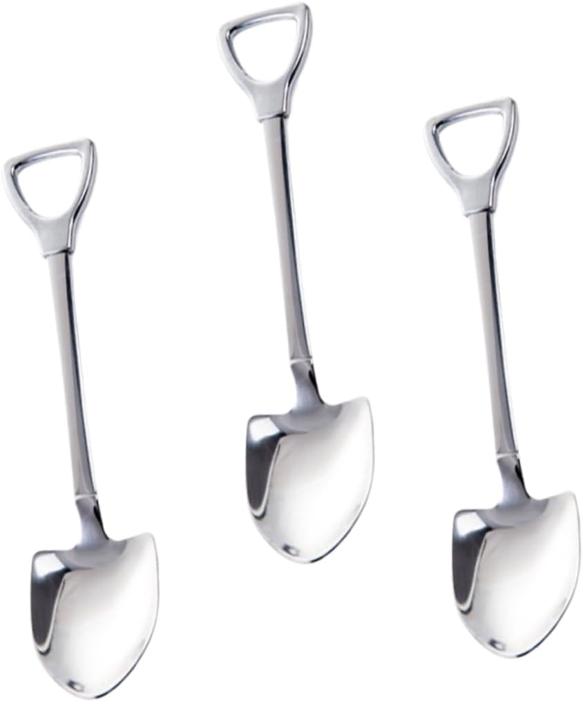 LABRIMP 3pcs Soup Spoons Metal Spoon Mini Shovel Spoons Mini Supoon Stirring Spoon Ice Cream Spoon Demitasse Espresso Spoons Mixing Spoons Simple Stirrer Spoon Stainless Steel Fruit Spoon